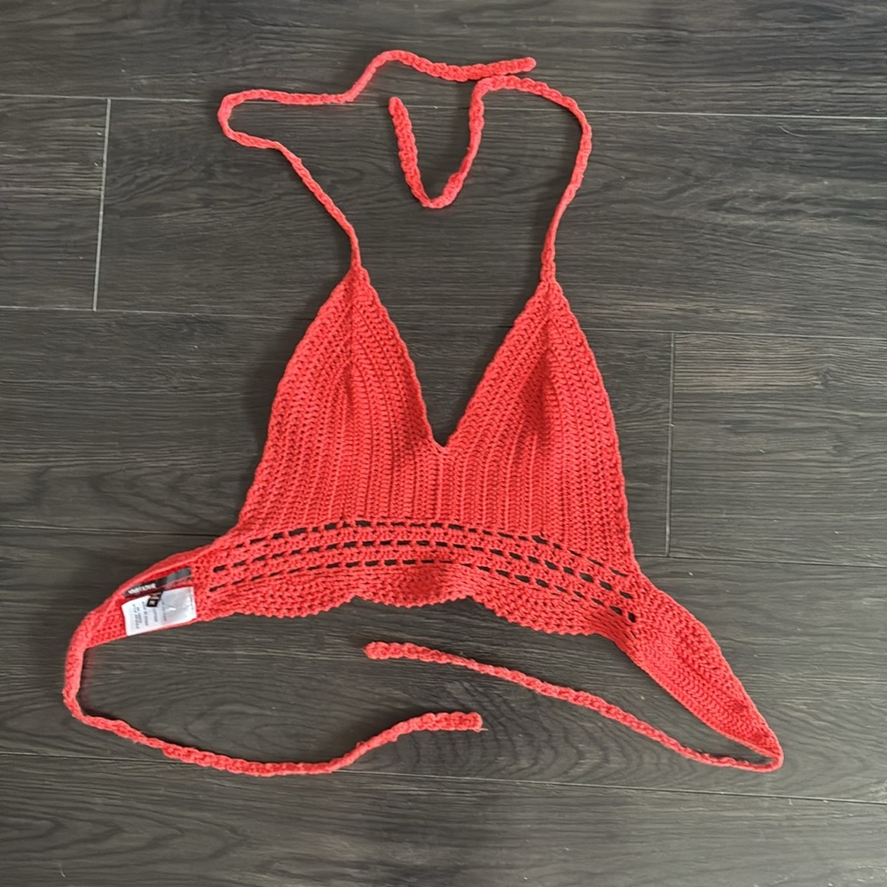 Red Crochet Halter Top
